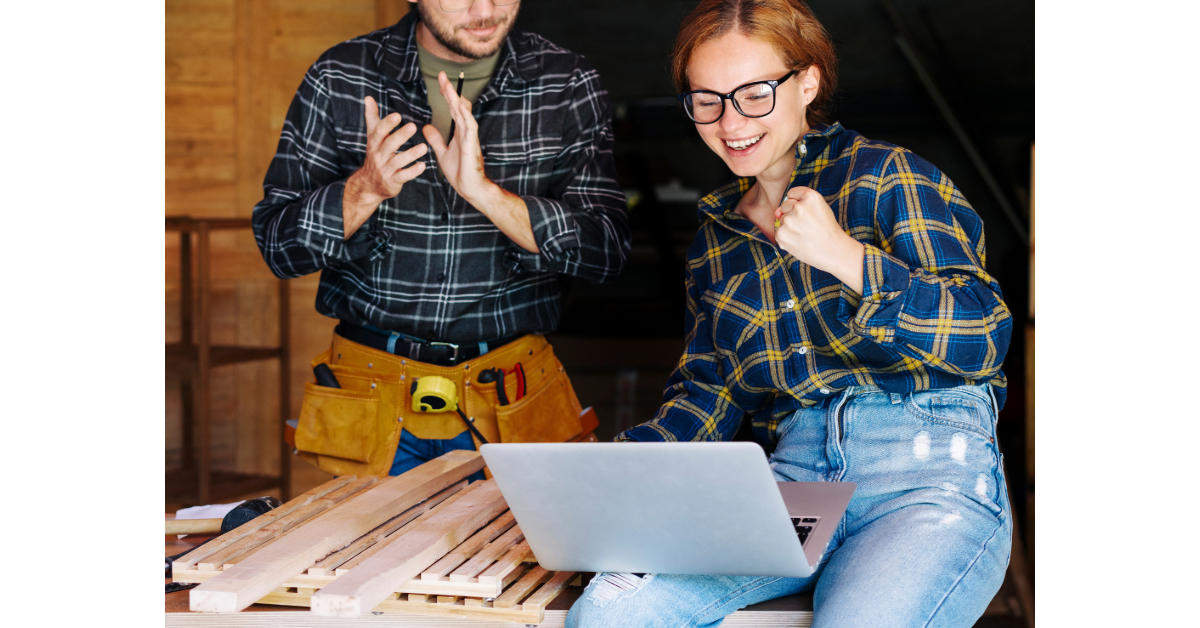 Small business owners celebrating success